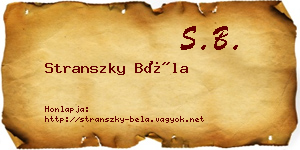 Stranszky Béla névjegykártya